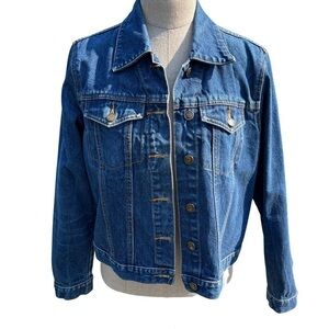 Vintage 90s Dark Wash Denim Boxy Boyfriend Fit Jean Jacket